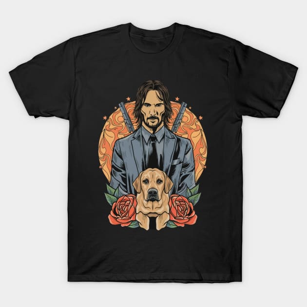 John Wick and dog T-Shirt by Aldrvnd